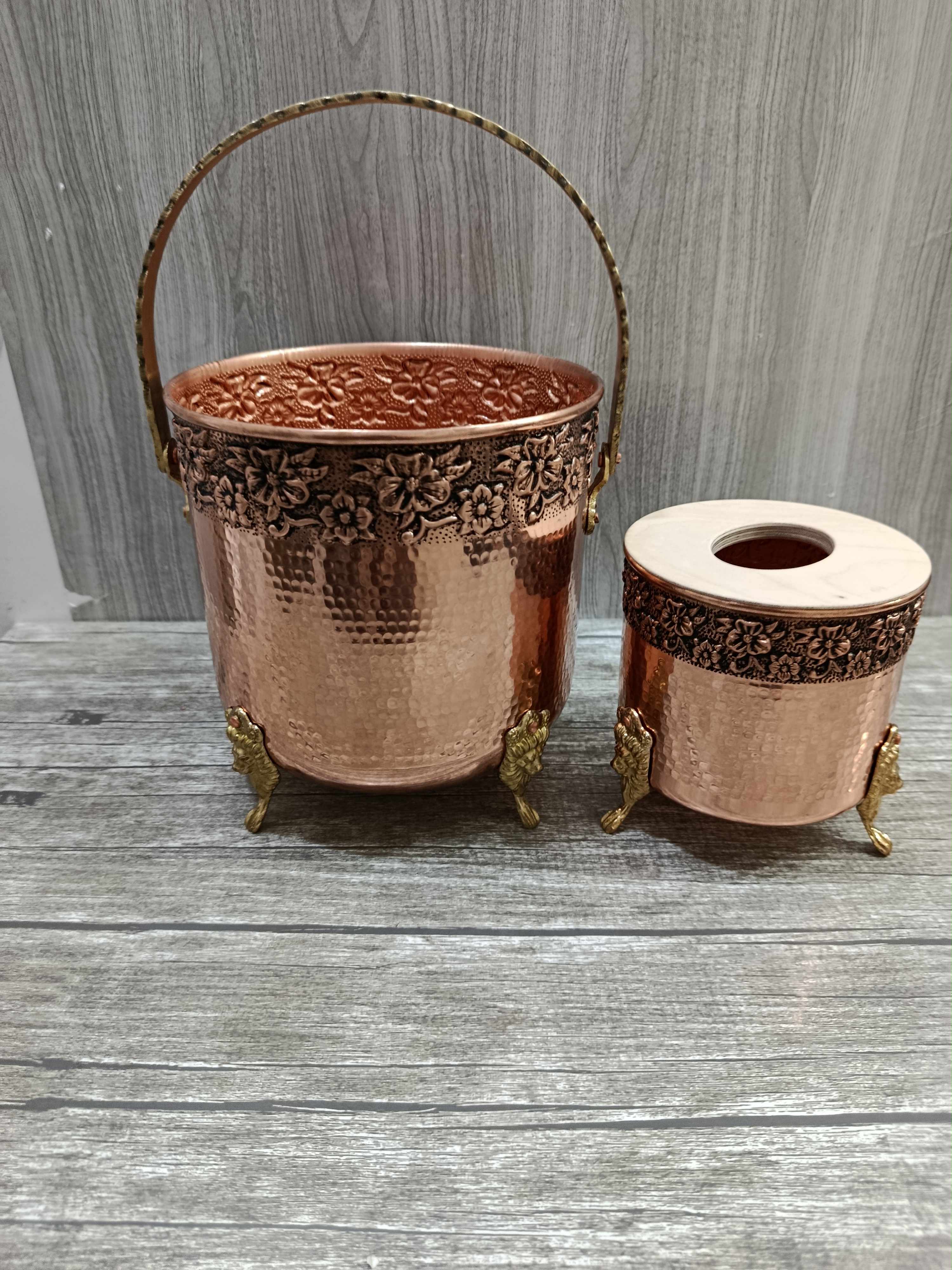 جای دستمال کاغذی و سطل زباله مسی سنگین وزن نانو