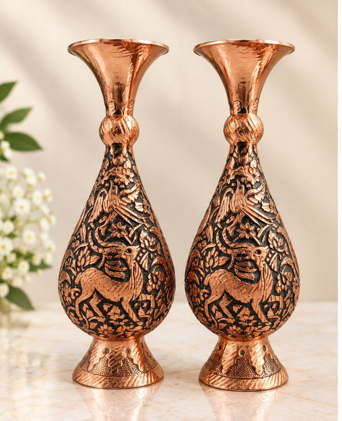 گلدان سیاه قلم مسی