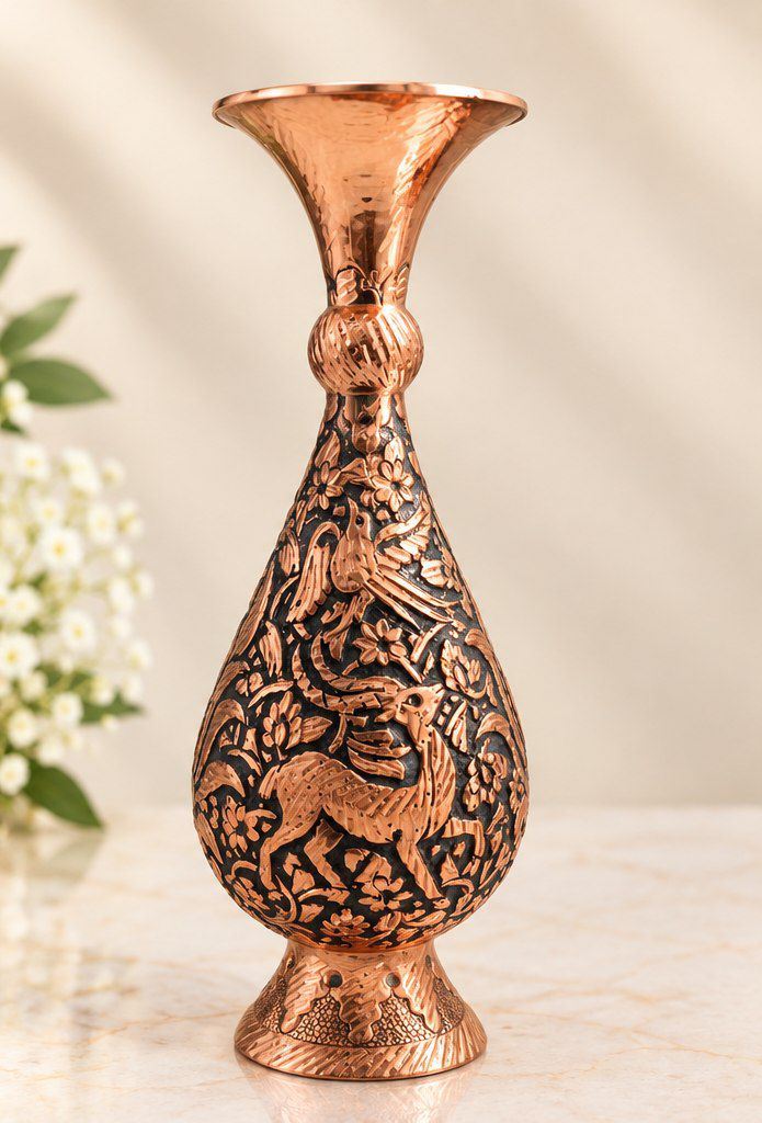 گلدان سیاه قلم مسی