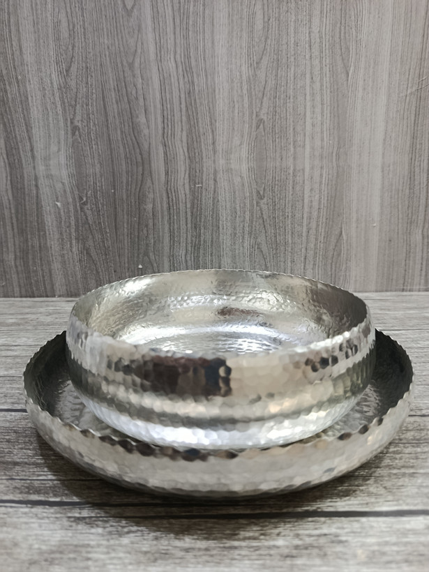 میوه خوری مسی و شیرینی خوری مسی چکش قرمز و سفید