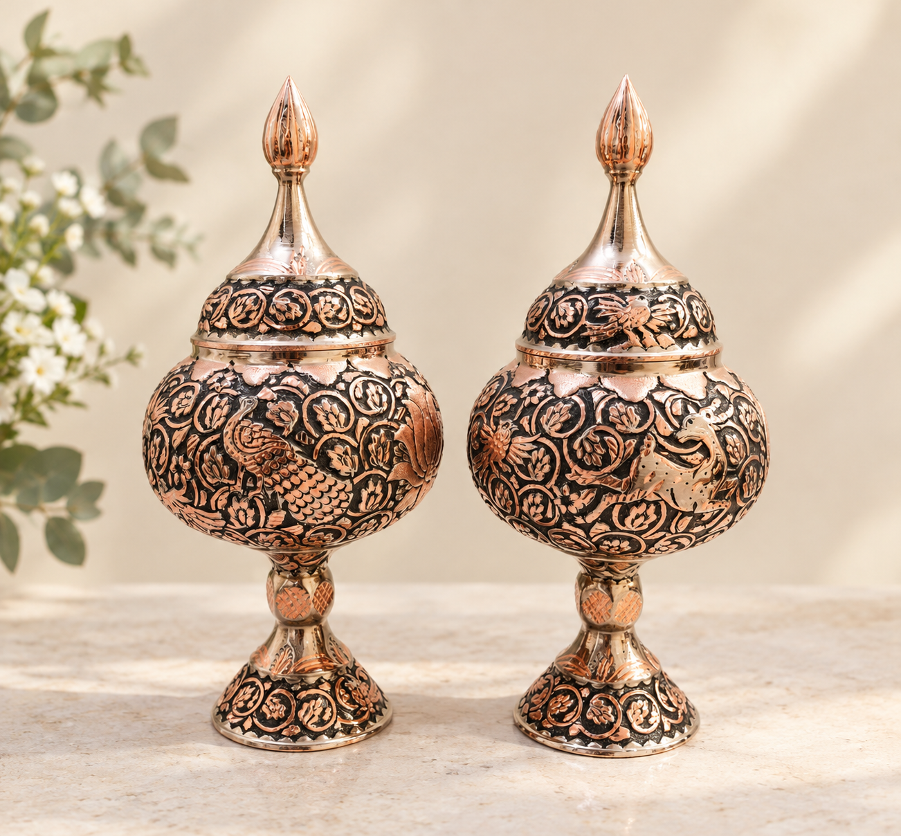 شکلات خوری مسی قلم‌کاری و تراش
