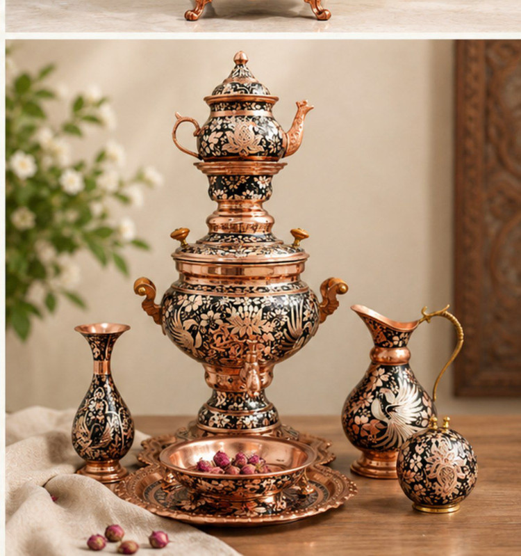 سماور مسی نقره کوب